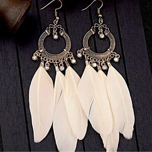 Elegant Feather Dream Catcher Dangle Earrings